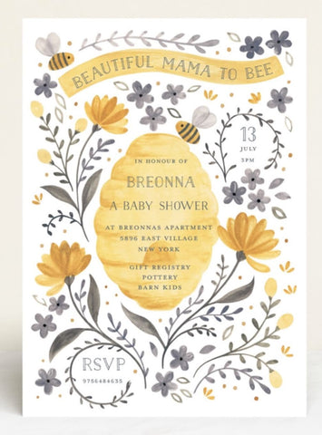 Bee-themed baby shower invitation