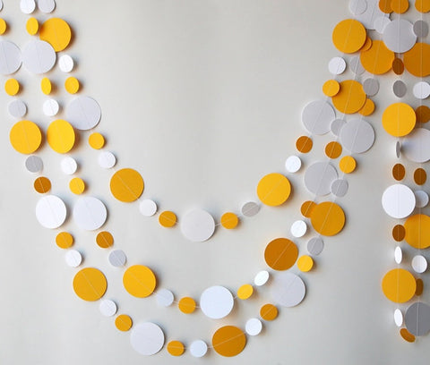 White and gold yellow baby shower garland