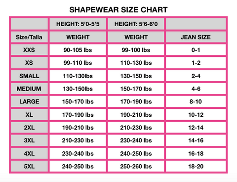 Colombian Clothing Size Chart