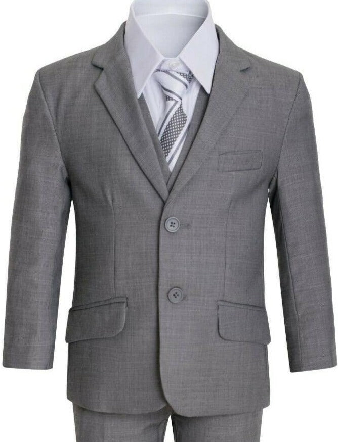 I - Boys Grey Executive Slim Suit 5PC029