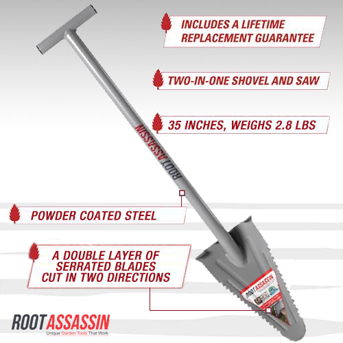 35" T-Handle Root Assassin Shovel w/ Blade Cover