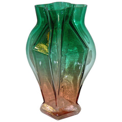 Toni-Zuccheri-Venini-Green-Orange-Murano-Glass-Vase
