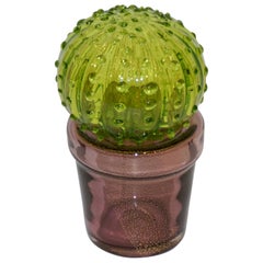 1990-italian-emerald-green-murano-glass-cactus-plant-purple-pot-798pg3