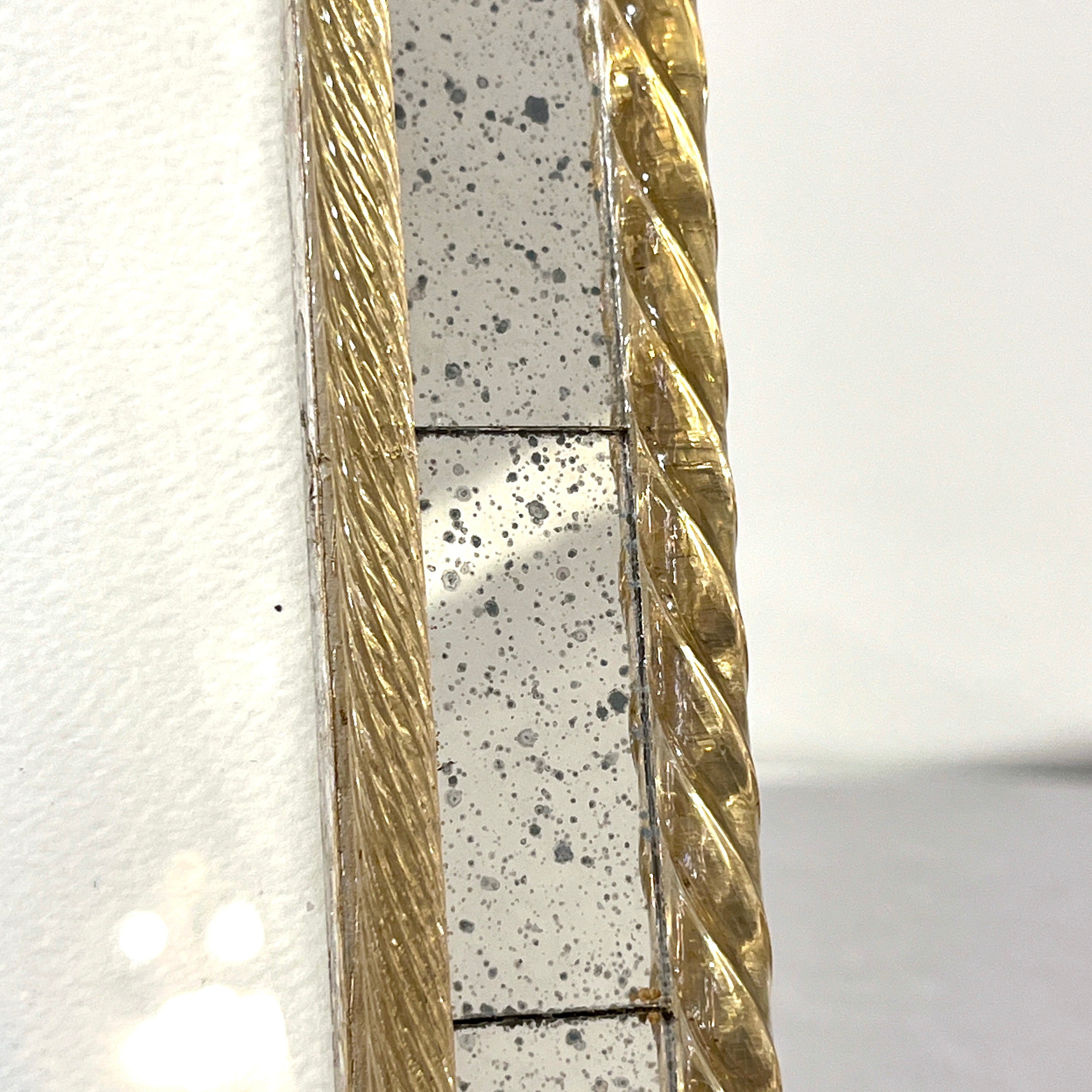 1960s Italian Vintage Mirror & Gold Twisted Murano Glass Silvered Photo Frame
