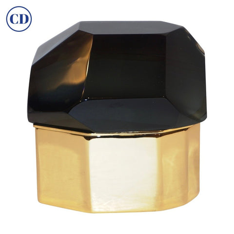 Toso Diamond-Shaped Smoked Gray Murano Glass & Brass Jewel Box