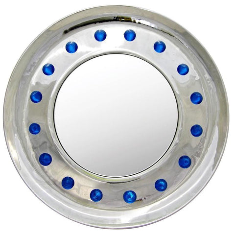 Round Chrome Mirror with Jewel Spikes Murano Glass Decor