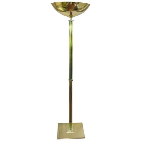 1970s Italian Art Deco Style Floor Lamp with Venini Glass