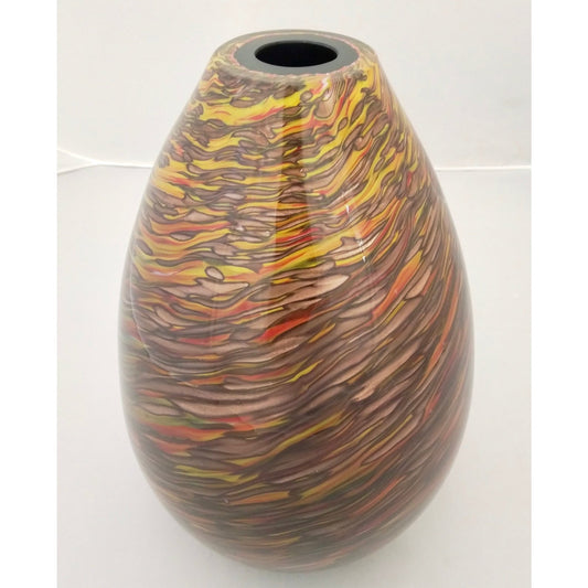 Formia 1980s Three Brown Yellow Red Orange Gold Murano Glass Modern Vases