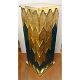 Bespoke Italian Art Deco Style Green Gold Murano Glass Brass and Wood Pedestals