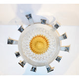 Mazzega 1960s Nickel White & Amber Murano Art Glass Flower Desk / Table Lamp