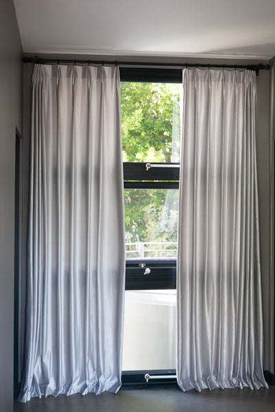 Velvet custom drapes - charm glacier by loft curtains