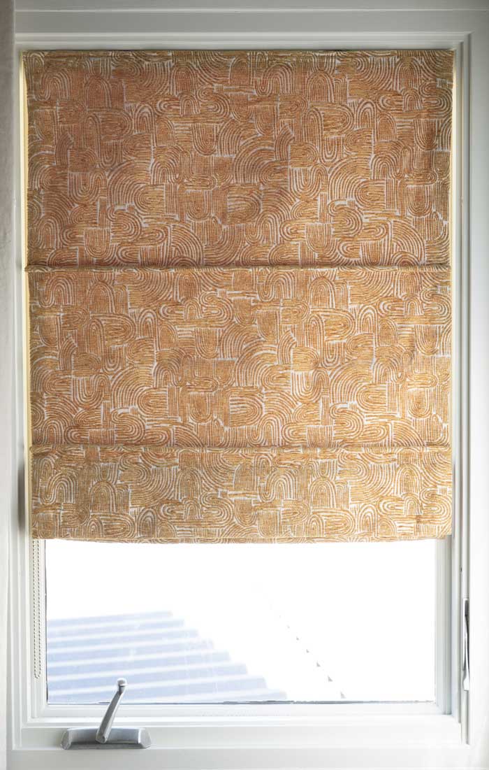 Custom Roman Shade modern dowel style by loft curtains in motif fabric