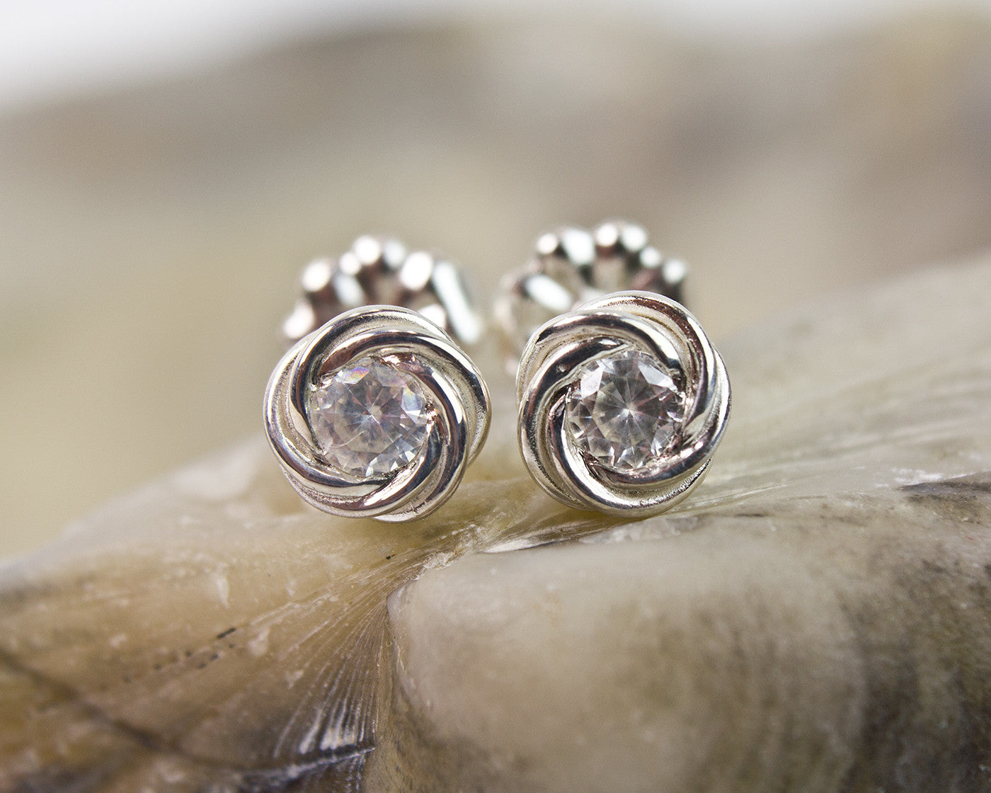 Moissanite Nest Fused Chainmaille Post Earrings — Handmade in the USA ...