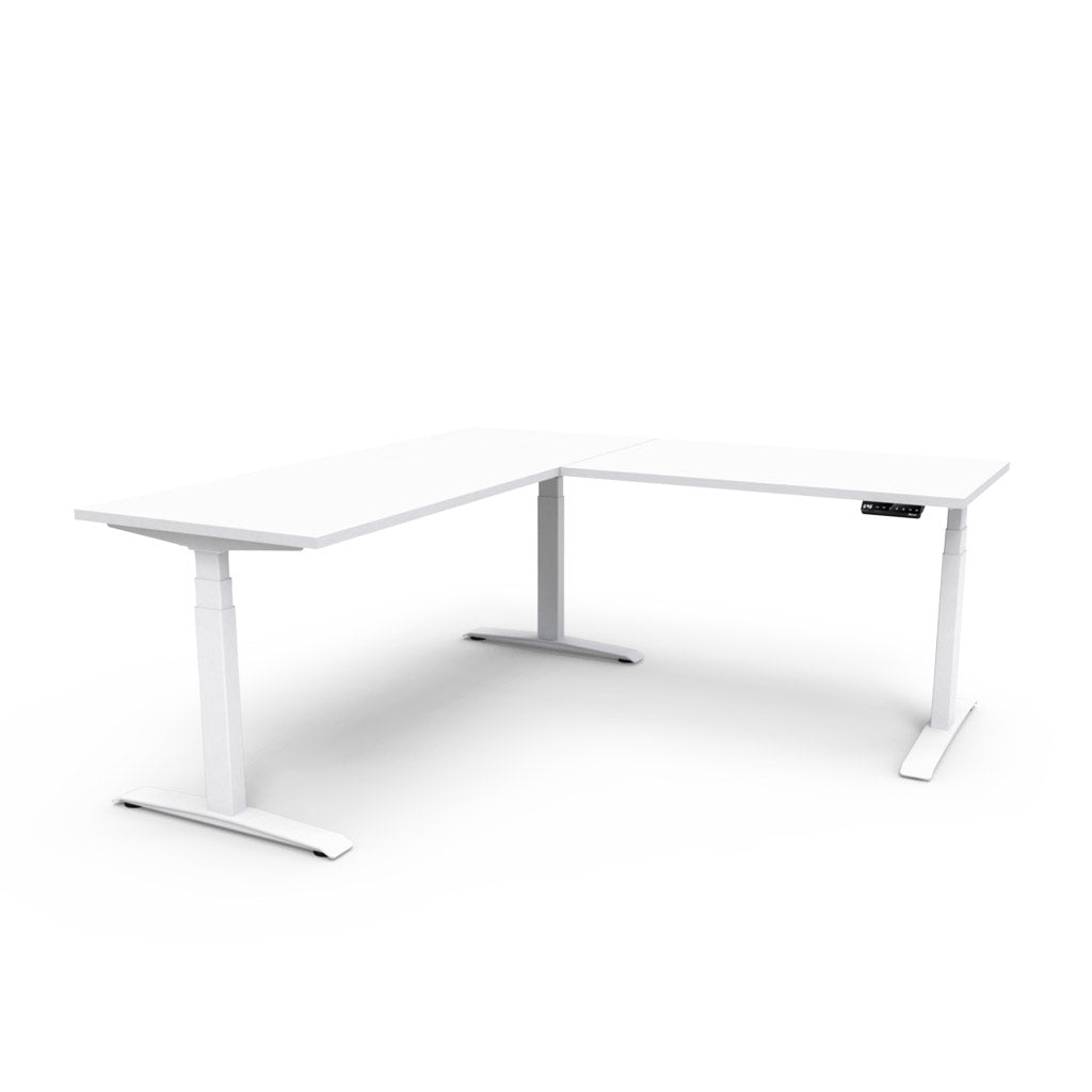 Adjust L Shape Height Adjustable Table White Benel Singapore