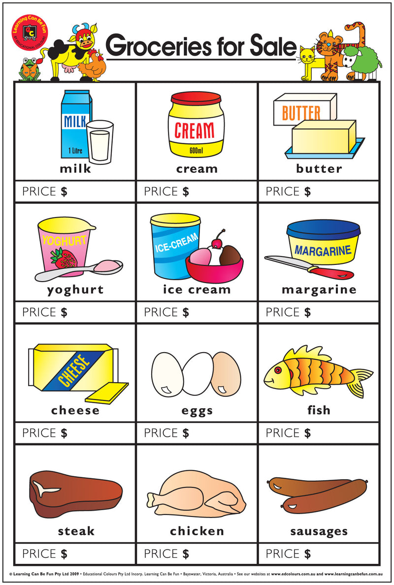 Grocery Price List Little Learning Treasures