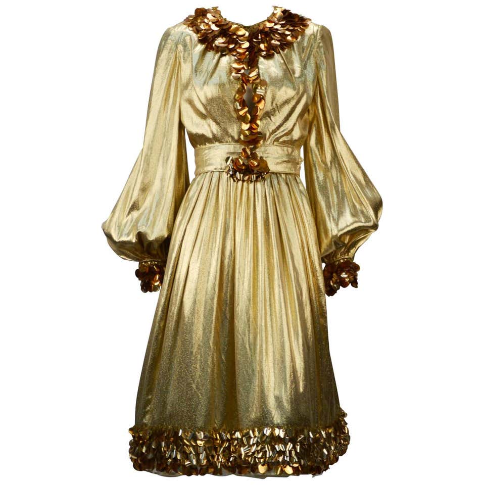 gold metallic evening gown