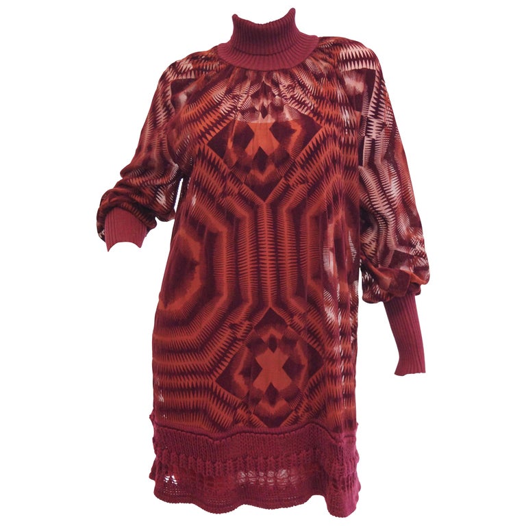 1990s Jean Paul Gaultier Sheer Silk Devore Red Velvet & Knit Dress