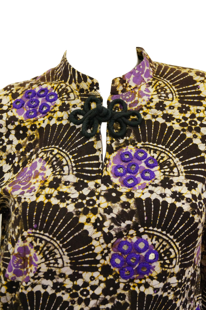 1960s Ramona Rull Batik Dye Dress in Purple and Yellow - MRS Couture