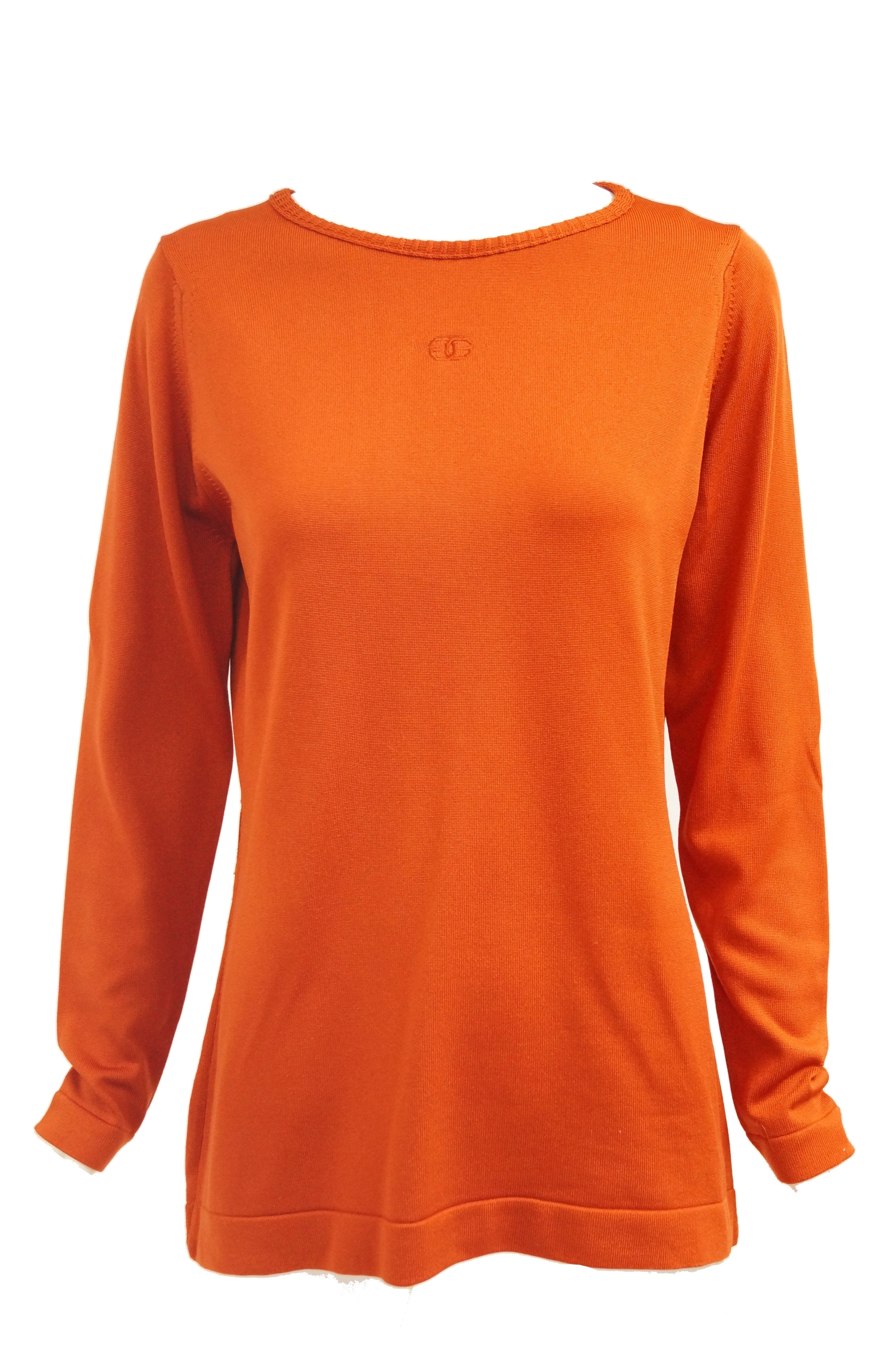 1970s Givenchy Sport Tangerine Orange Pullover Sweater - MRS Couture