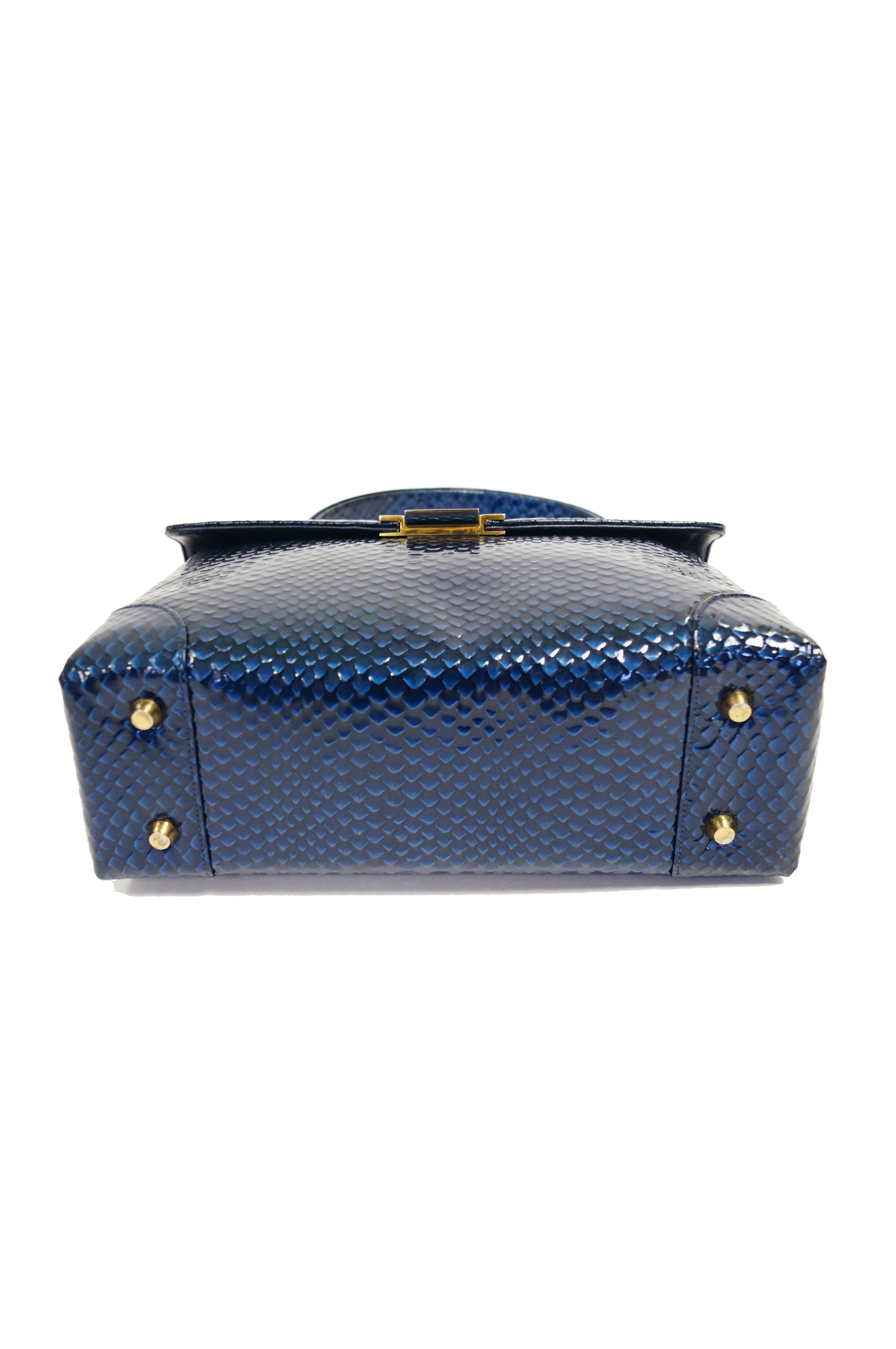 1960s Koret Blue Embossed Reptile Bag - MRS Couture