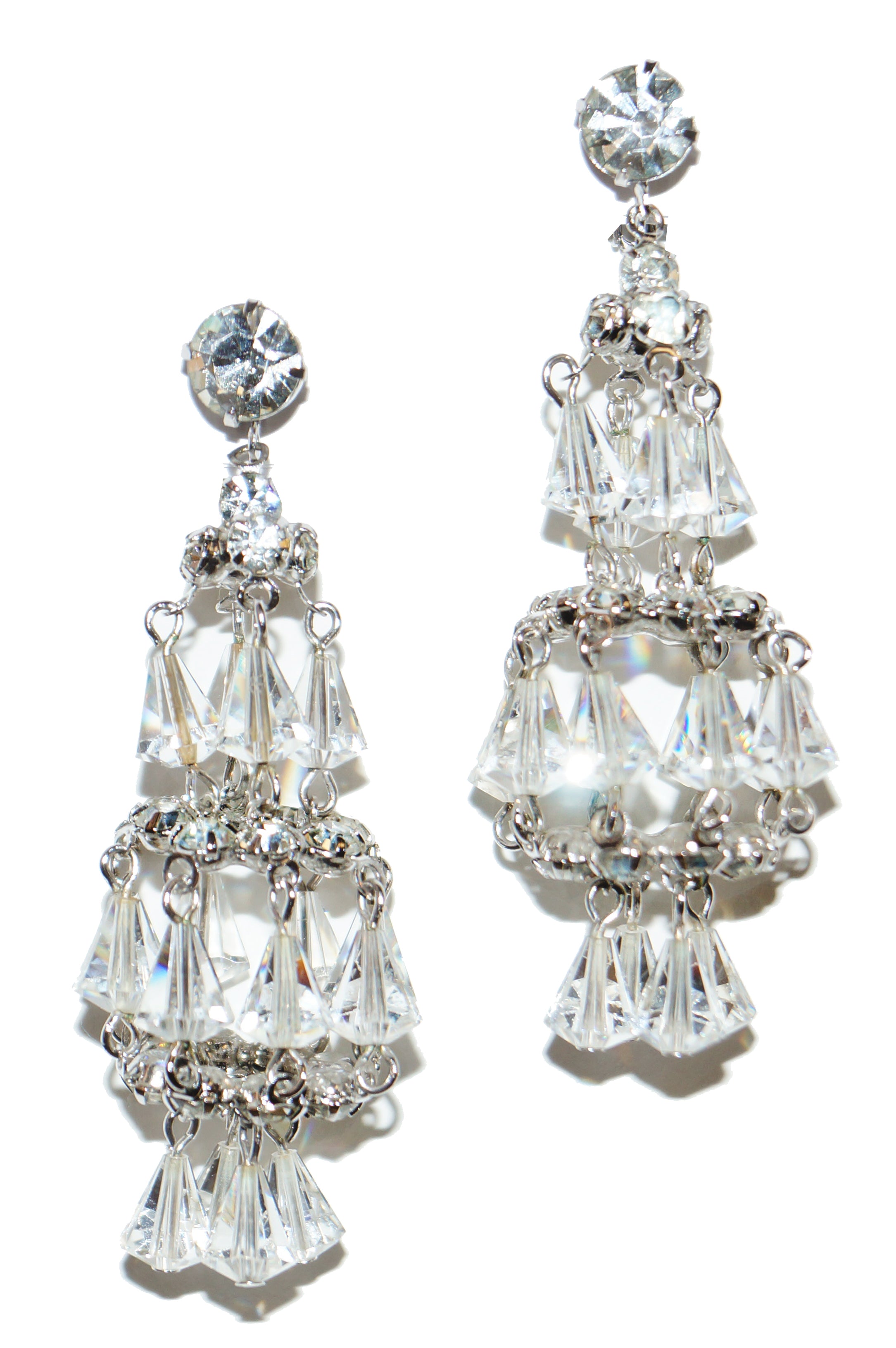 1960s Hattie Carnegie Rhinestone and Crystal Chandelier Earrings - MRS ...