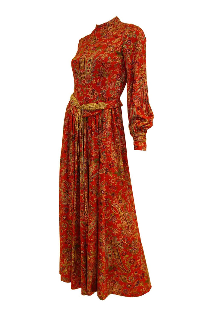 1970s Shannon Rodgers for Jerry Silverman Red Aesthetic Maxi Dress ...