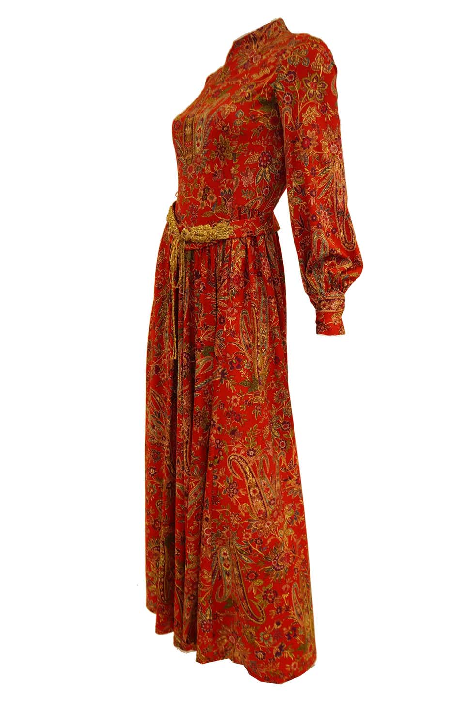 1970s Shannon Rodgers for Jerry Silverman Red Aesthetic Maxi Dress ...