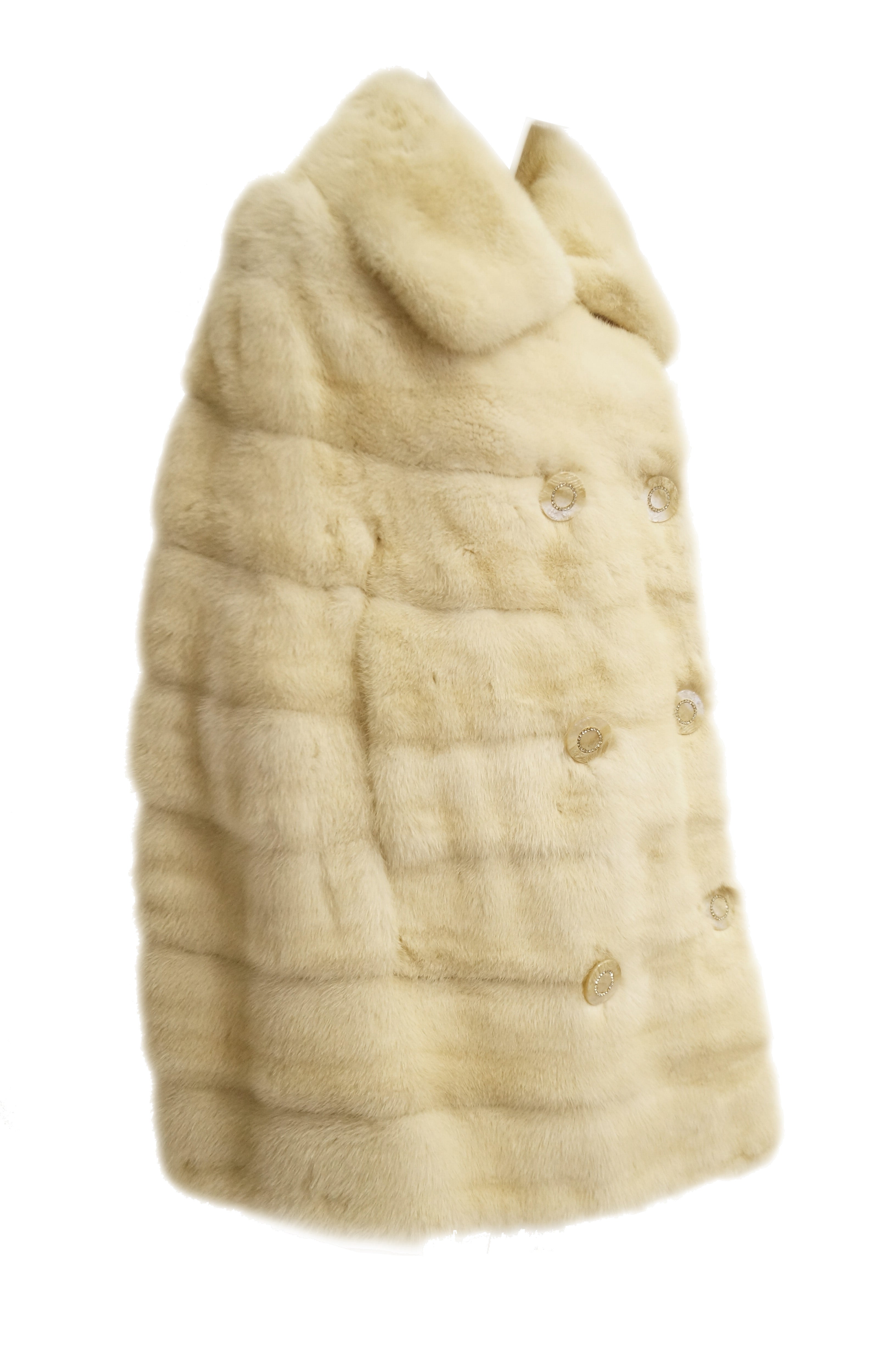 1950s Ben Kahn Pearl Mink Cape Coat w/ Pearlescent Lucite & Rhinestone ...