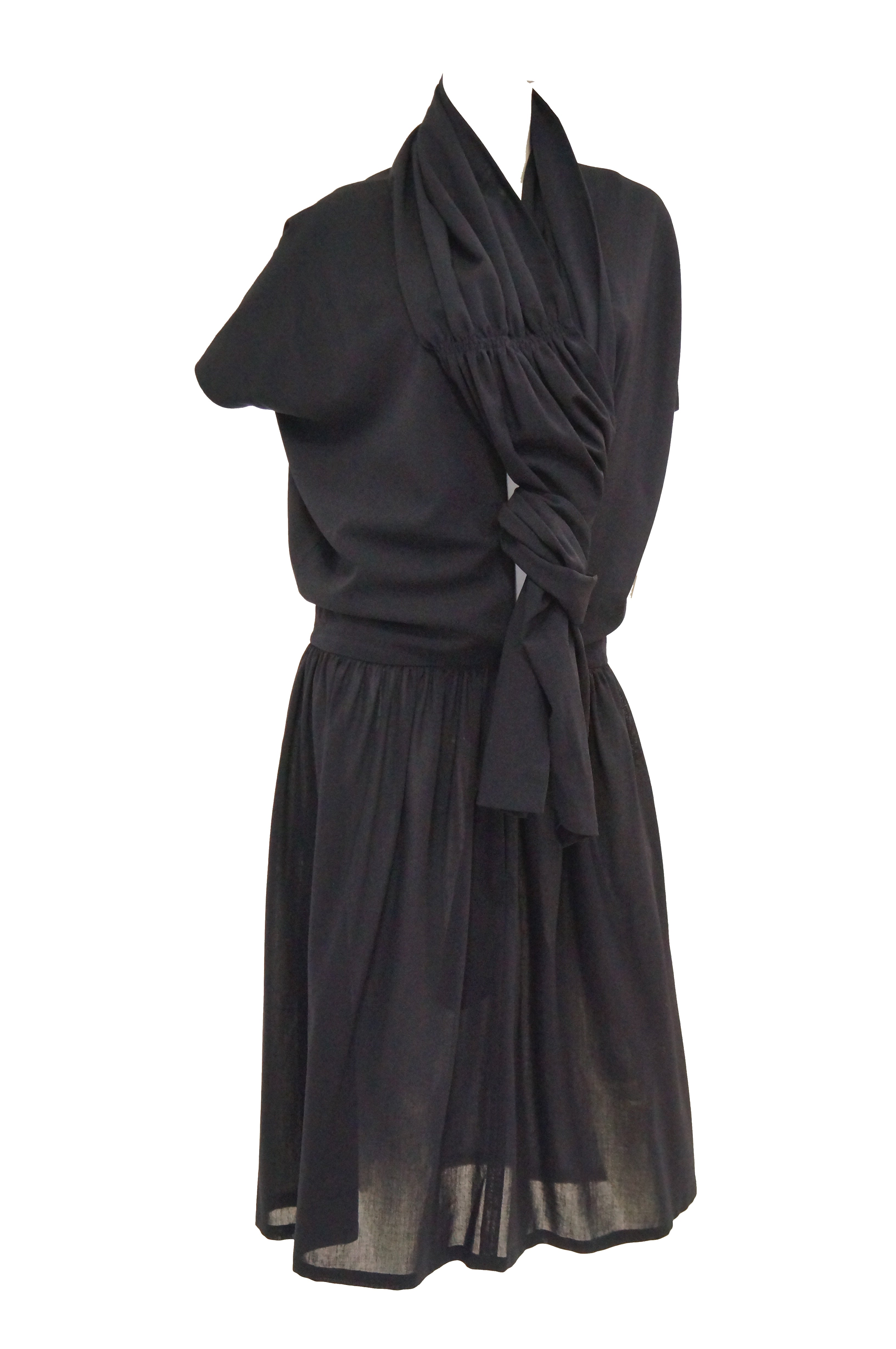 1990 Yohji Yamamoto Avant Garde Open Back Wool Dress - MRS Couture