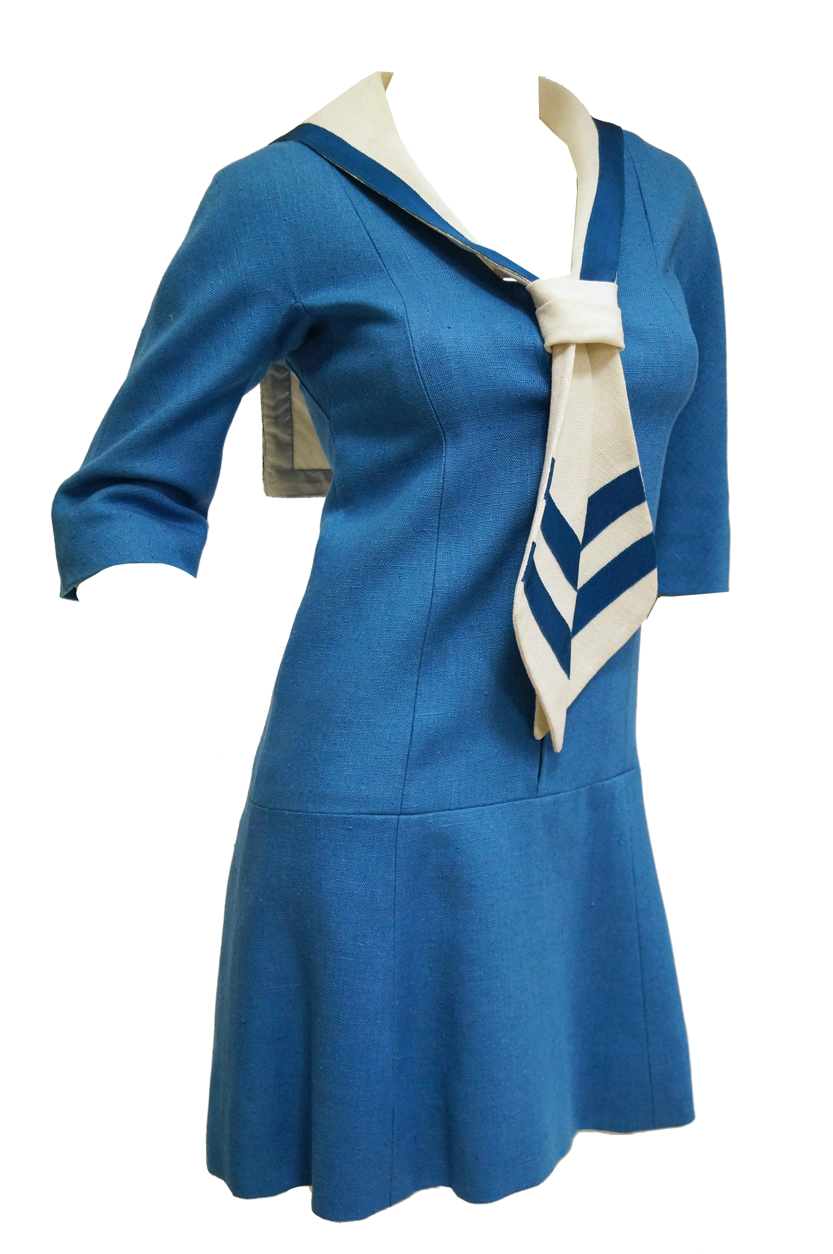 blue and white sailor dress