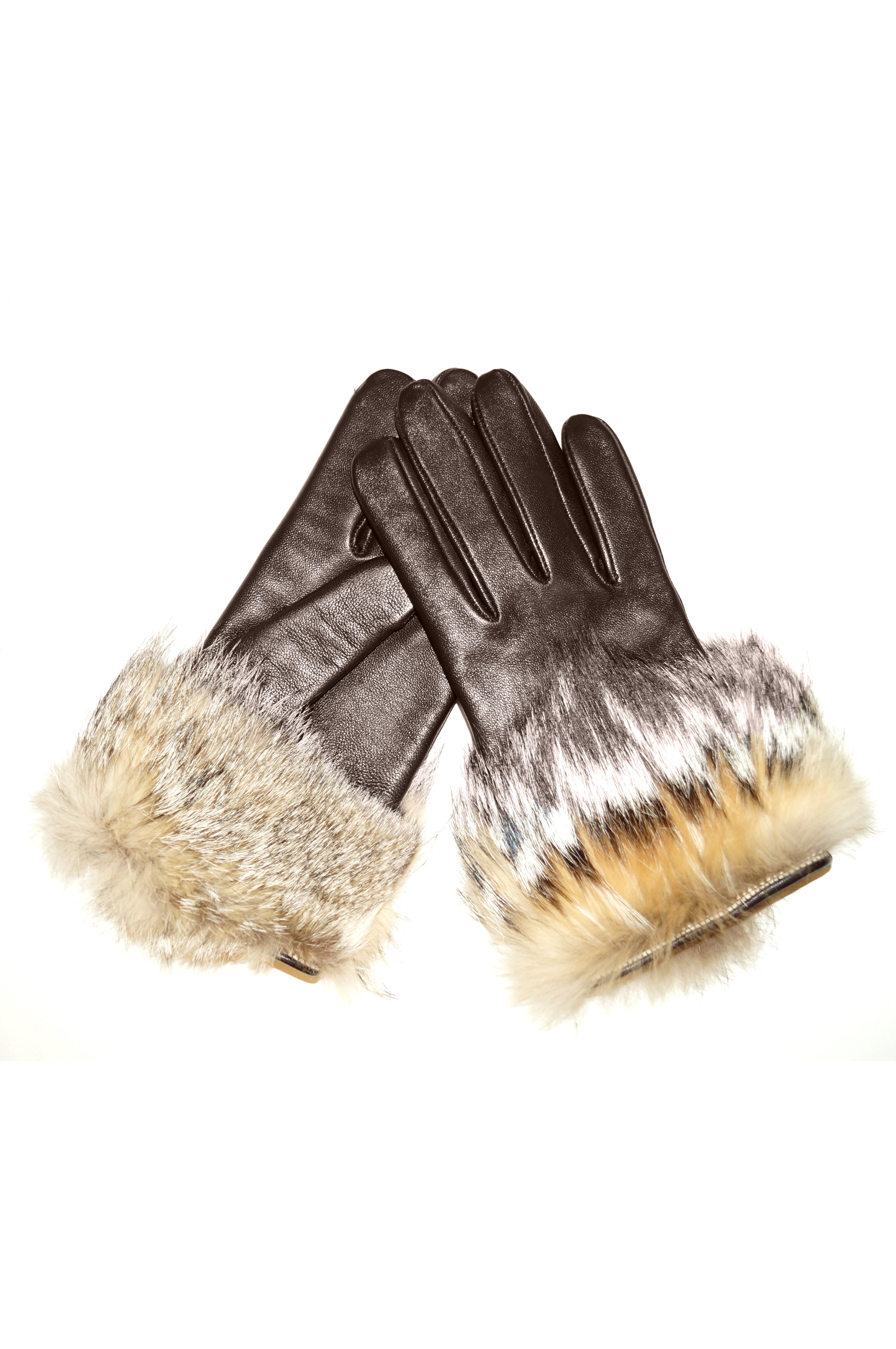 Vintage Italian Brown Leather Gloves with Fur Cuffs - MRS Couture