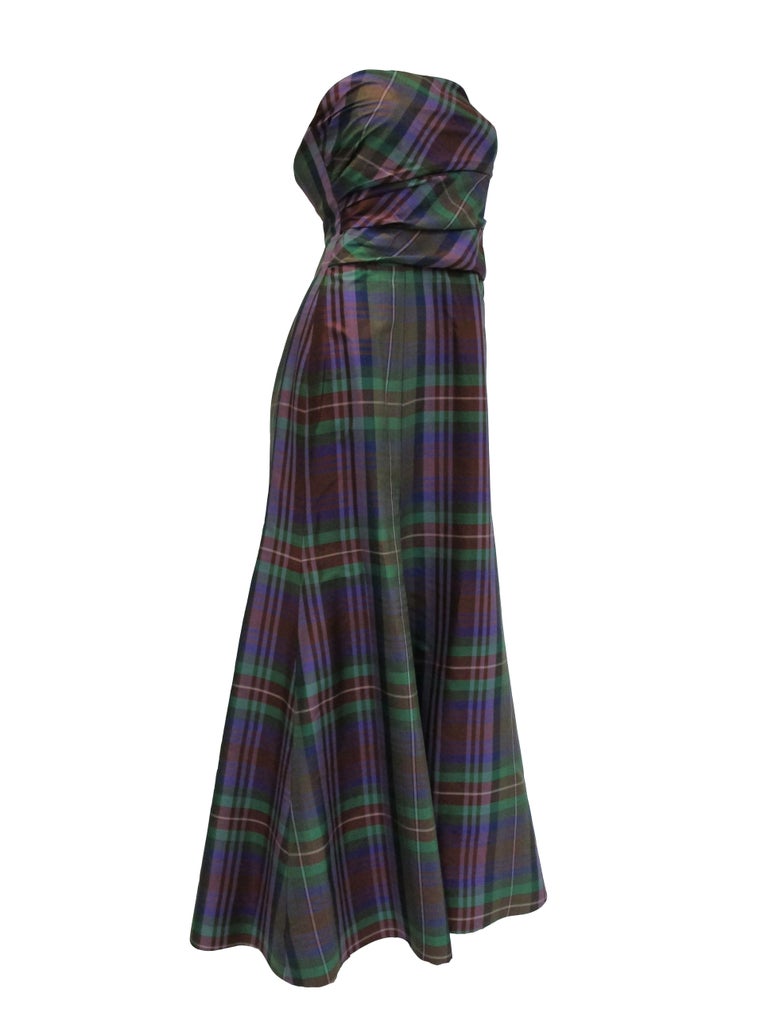 Catherine Regehr Holiday Plaid Strapless Evening Dress - MRS Couture