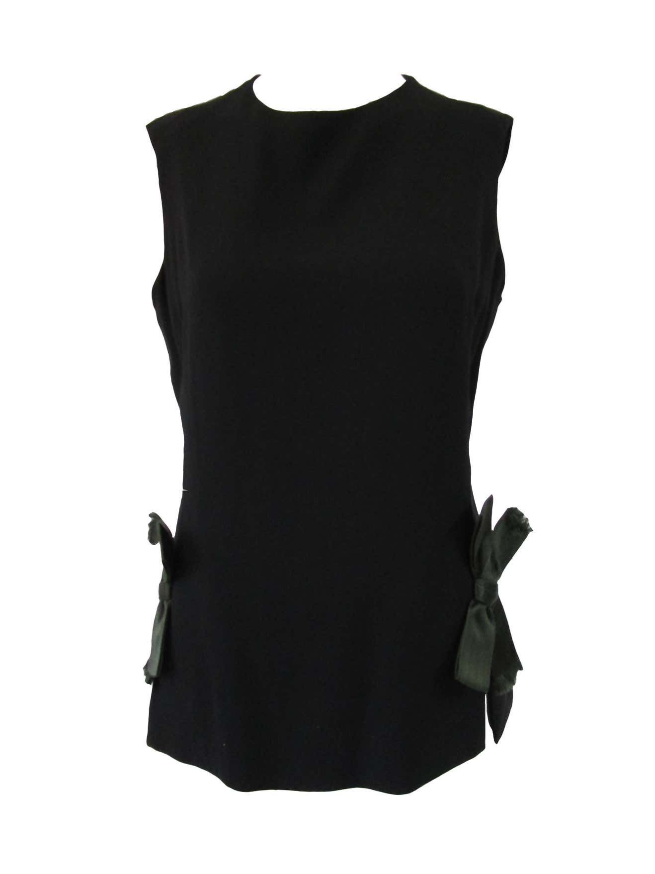 1960s Geoffrey Beene Black Silk Top with Green Bows - MRS Couture