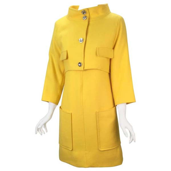 1980s Courreges Yellow Dress and Cropped Jacket Ensemble - MRS Couture