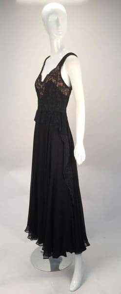 black silk evening dress