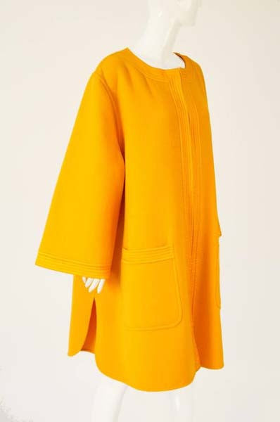 Vintage Valentino Tangerine-Orange Wool Cocoon Mod Coat - MRS Couture