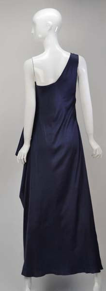 1970s Stavropoulos Navy One Shoulder Dress - MRS Couture