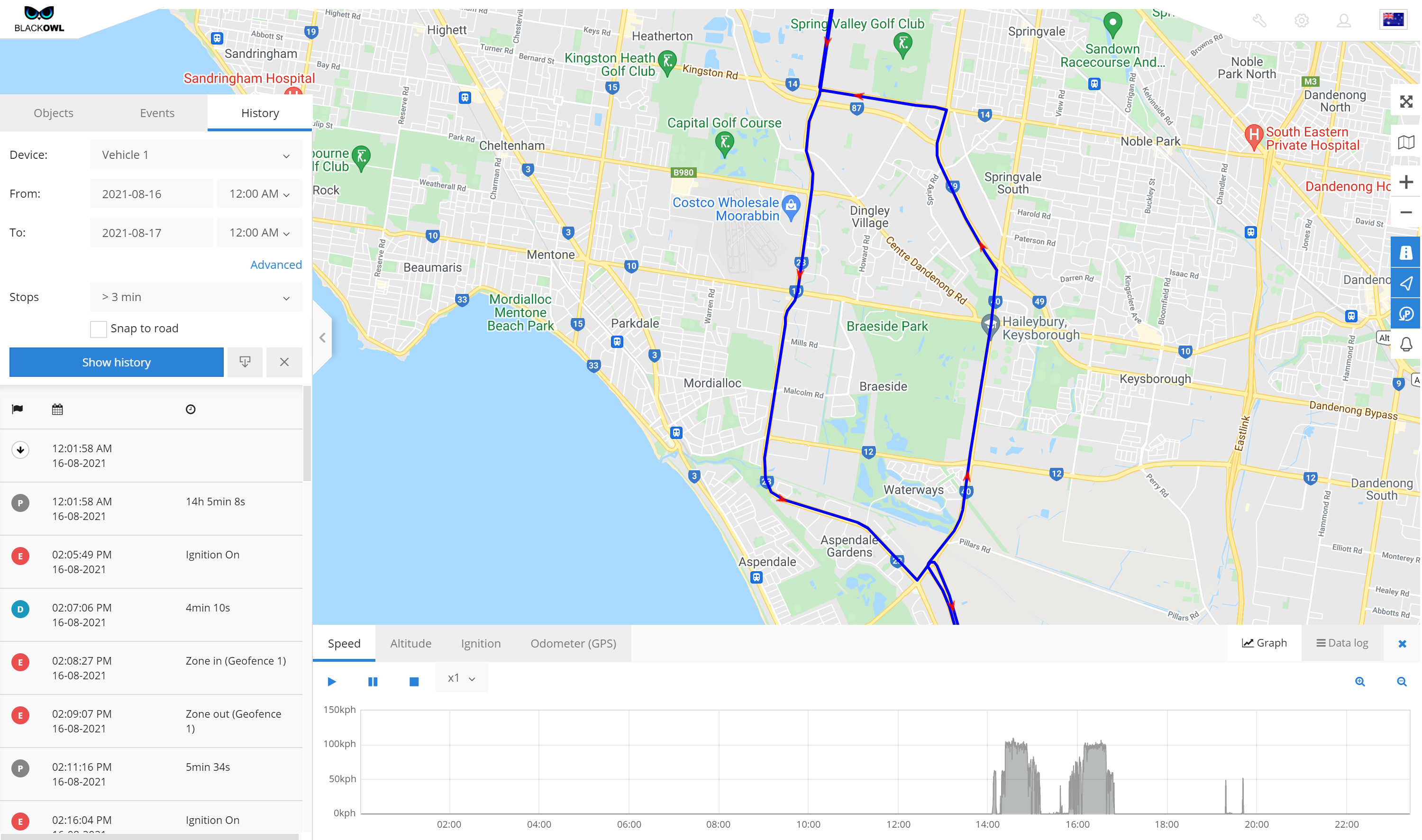 BlackOwl GPS Online Tracking Platform Screenshot