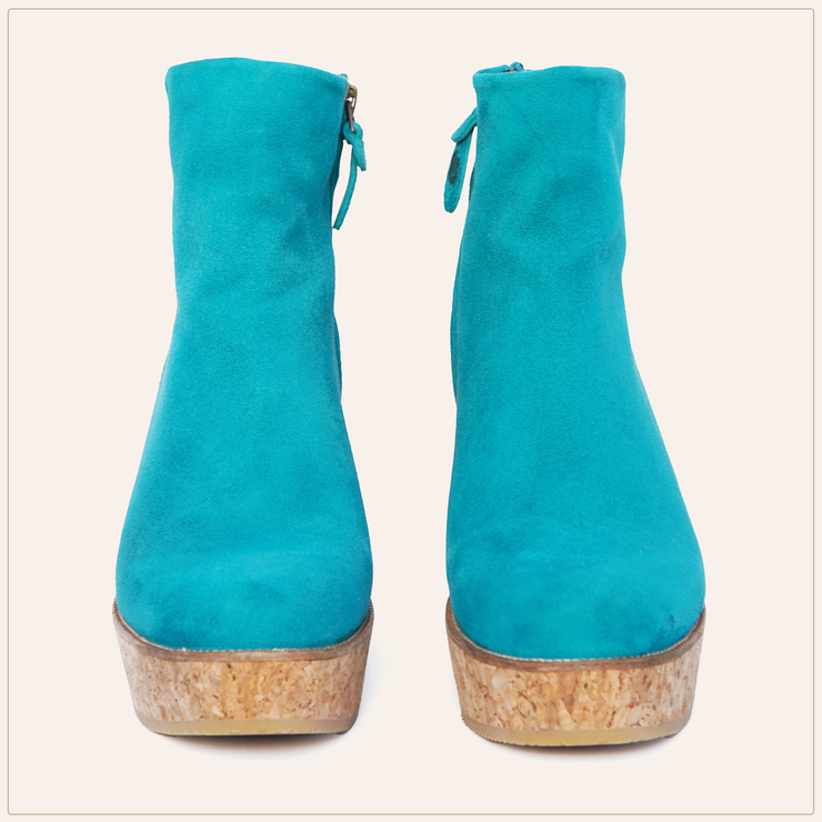 teal suede booties