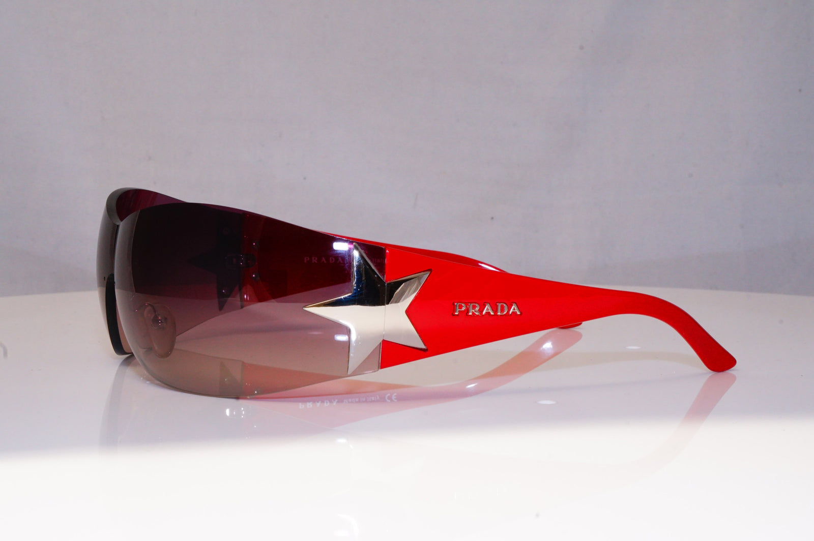 PRADA Mens Womens Designer Sunglasses Red Shield STAR SPR 72G 1BC-6S1 –  SunglassBlog