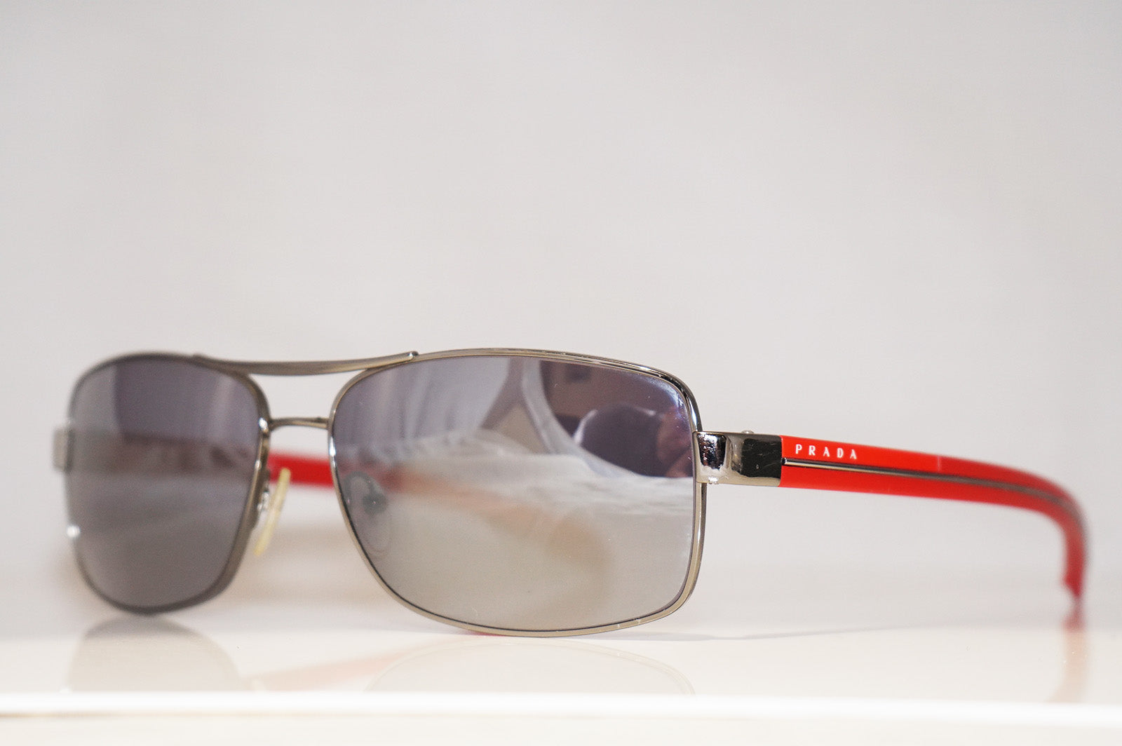 PRADA Mens Designer Flash Mirror Sunglasses Red Aviator SPS 50L 5AV-1A –  SunglassBlog