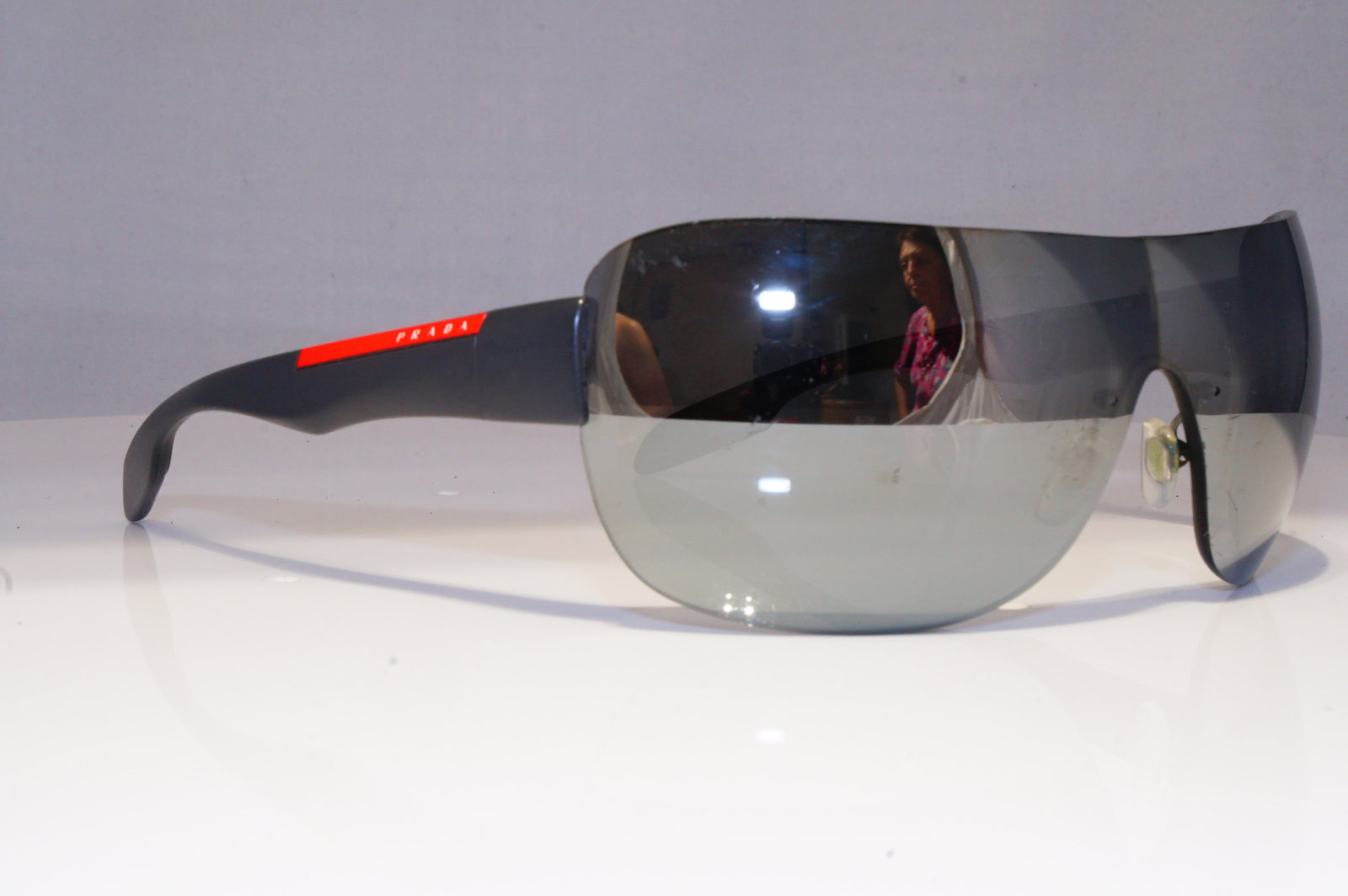 PRADA Mens Mirror Designer Sunglasses Grey Shield SILVER SPS 05N JAO-7 –  SunglassBlog