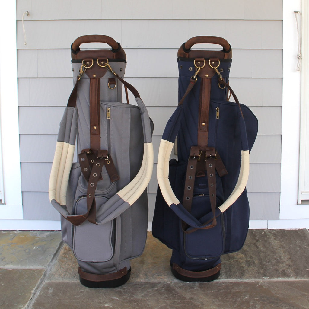 Leather Golf Bag 9 Club Retro Golf Bag With Two Pockets / 