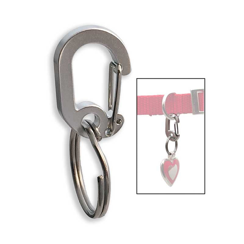 Dog Tag Holder Clip Quick Release Rubit Heart Rhinestone Small