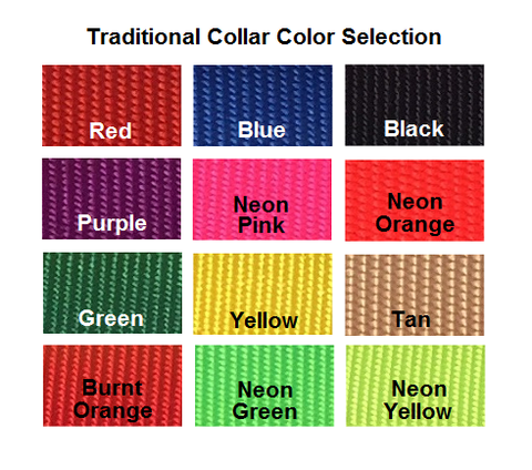Colors available for 3/8-inch wide Traditional Collars