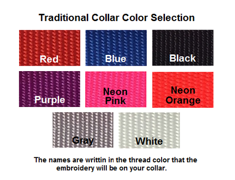 Available colors for 5/8-inch Traditional Embroidered Collars