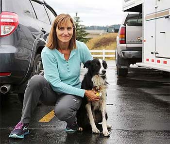 A woman with her dog