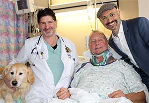 Dog with his owner in the hospital