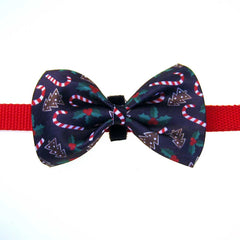 Christmas Bow Tie attached to a collar