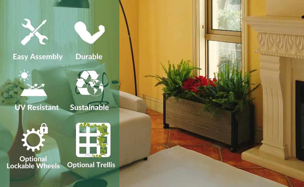 Footed Trough Planter infographic